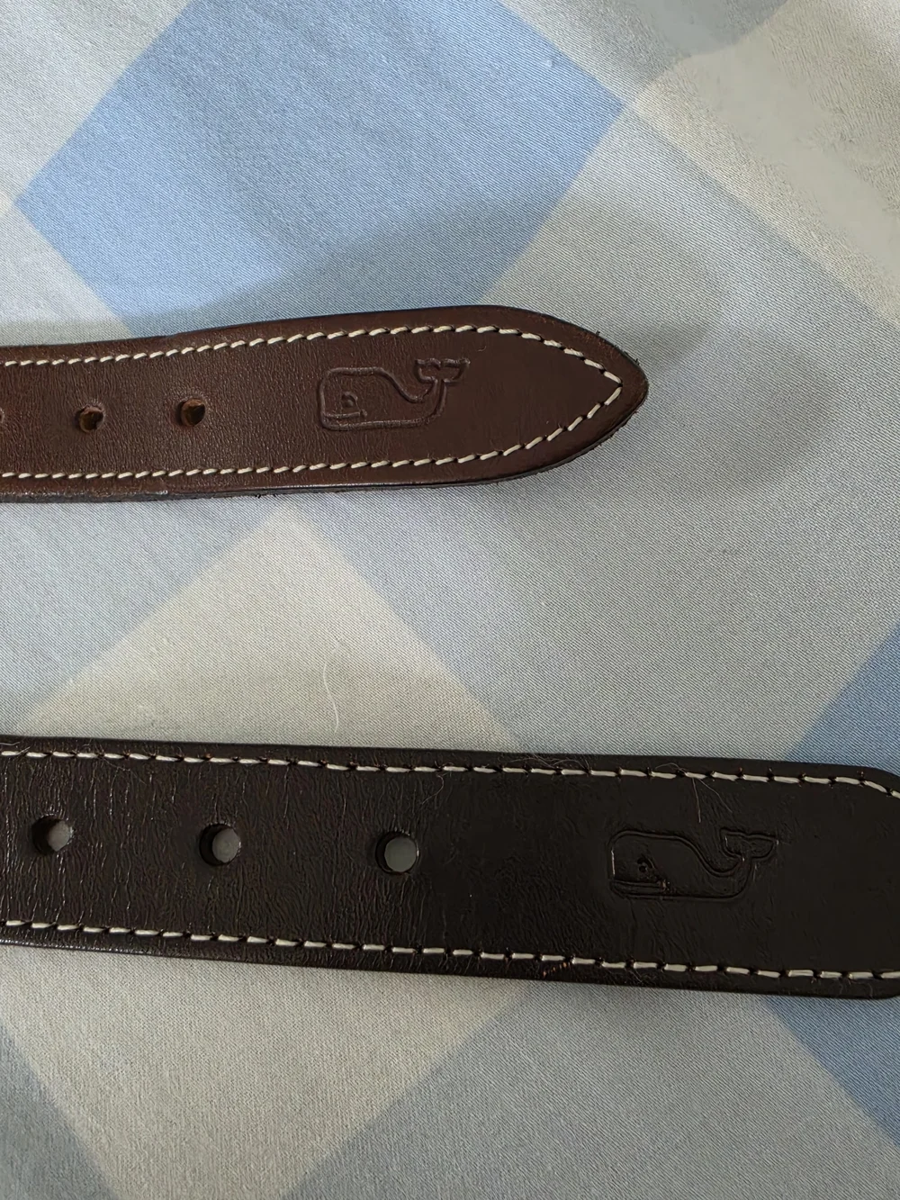 2 Vineyard Vines Belts, Ice Hockey Themed, Silk Cotton And Leather